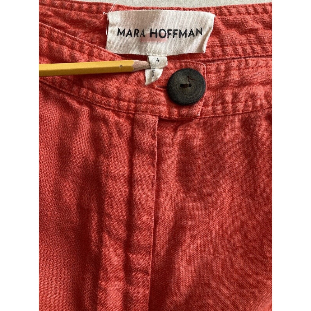 Mara Hoffman Rust Orange Straight Leg Linen Pants - Picture 5 of 7